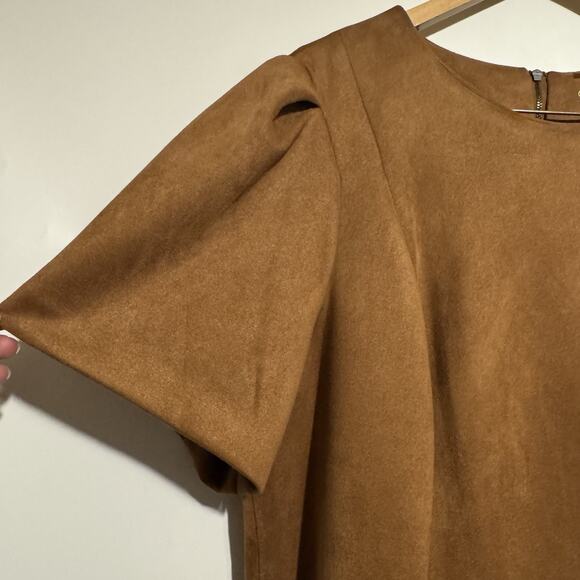 Calvin Klein Plus Size Woman’s Short Sleeve Faux Brown Suede Sheath Dress 22W - Picture 10 of 10